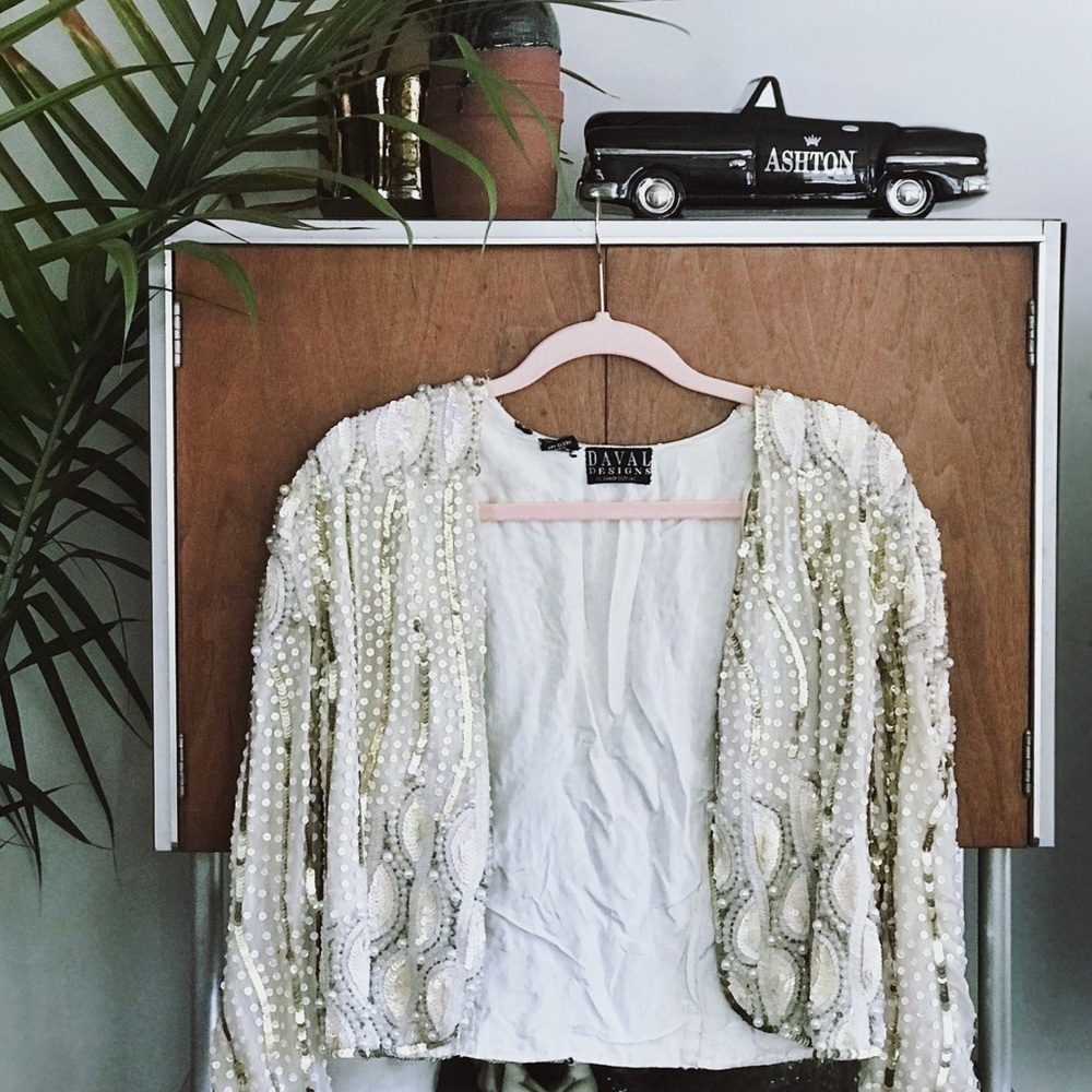 Vintage embellished throw jacket